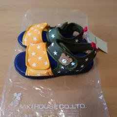 MIKI HOUSE 　ホットビスケット星柄サンダル オレンジ/グリーン