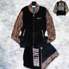 激レア✨24karats ベロアセットアップ レオパード ロゴ刺繍 ダブルジップ