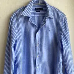 Polo Ralph Lauren ストライプシャツ M　リネンシャツ　ブルーのサムネイル