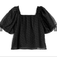 グレイル 美品ドット柄シアーバルーンスリーブブラウス ac2247ブラック