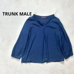 【TRUNK MALE 】M Vネック長袖ブラウスシャツ　ネイビー