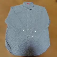 ニコアンド　ポロ　ブルー　 チェック柄 　長袖シャツ