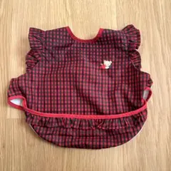 familiar お食事エプロン 赤と黒のチェック柄