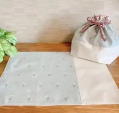 巾着　ランチョンマット　セット　北欧　コップ袋 お弁当袋 ミニフラワー