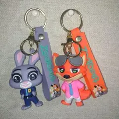 ディズニー　ズートピア キーホルダー　ニック　ジュディ　2個セット　Disney