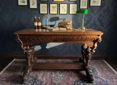 フランス アンティーク家具 19世紀後半 オーク無垢 ドルフィンレッグ