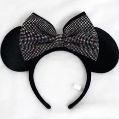 ディズニー ミニー カチューシャ 黒 スパンコール