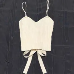 新品　ジェラートピケ　ニットビスチェ　ニットベスト　リブ　リボン　y2k 平成