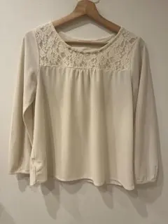 エニィスィス　レディースブラウス　長袖　アイボリー　2【M】 レース　可愛い　春