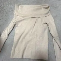 dazy ベージュ系リブ編み オフショルダー セーター S