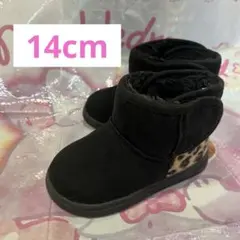 子供用ムートンブーツ　黒　アニマル柄　14cm キッズブーツ