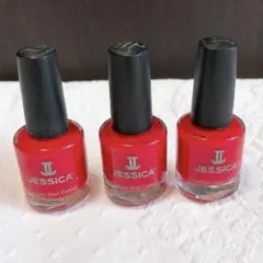 JESSICA ジェシカ　ネイルカラー　#120 赤ポリッシュ　マニキュア　3本のサムネイル