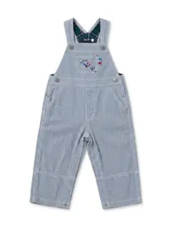 ミキハウス ブラックベア オーバーオール 80 ヒッコリー 飛行機 刺繍