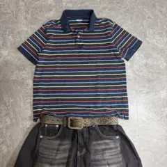 archive 短丈　ボーダー　ポロシャツ　LANDS'END 古着　アメカジ