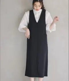 【即購入可❣️】ストレッチVネックジャンスカ グローバルワーク　ブラック