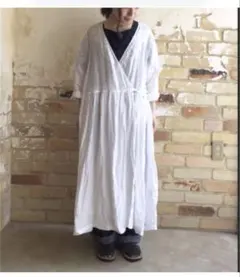 【nest Robe】ハンドエンブロイダリーカシュクールワンピース/ホワイト