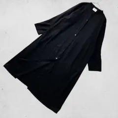 【人気】yuni ウールシャツワンピース 黒 ロング 羽織り 春先まで◎