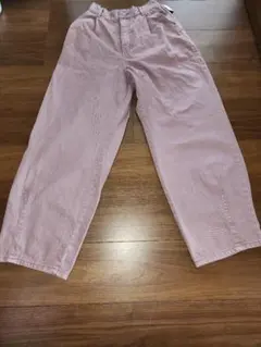 新品未使用　GU キッズ バレルレッグ　くすみピンク 160