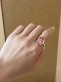ハンドメイド 薔薇モチーフ レジンリング