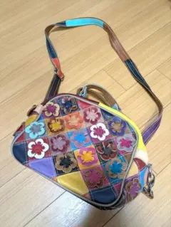 新品⭐ESTACION 本革 パッチワーク デニム 2way ショルダー バッグ 