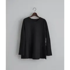 【earthy_】Aライン　フレアチュニックニット　黒