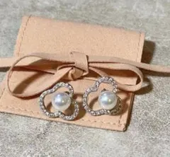 高品質 パール ジルコニア　フラワー　ピアス