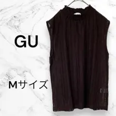 GU ジーユー　レースアップ　ノースリーブ　タンクトップ　茶のサムネイル