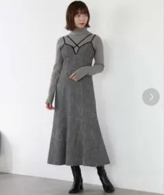 archives ストラップデザインツイードキャミワンピース