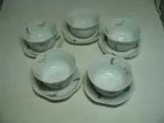蝶文様 湯飲み 茶托セット 5客組
