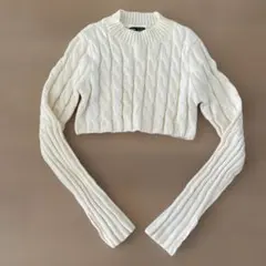 SHEIN アイボリー ケーブルニット セーター M