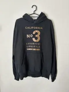 DELOREAN N°03 ブラックパーカー　メンズ　黒　カリフォルニア　平成