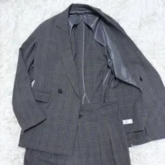 EDIFICE スーツセットアップ　ダブルボタン　グレンチェック　グレー　L