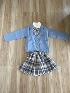 値下げ中！水色ブレザーとチェックスカート4点セット　120