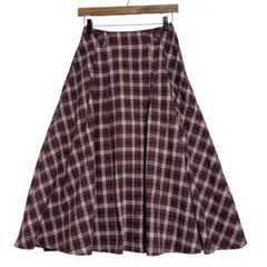 VERTICAL CLUB チェック柄プリーツロングスカート　濃いピンク 系　S