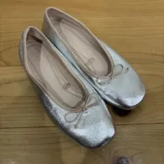 ZARA シルバー バレエシューズ 34