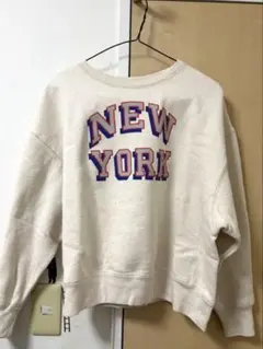 【美品】coen ロゴプリントスウェット トレーナー 裏起毛 アイボリー