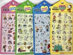 【正規品】スヌーピー キャンディステッカー 4枚セット 3Dシール　韓国　公式