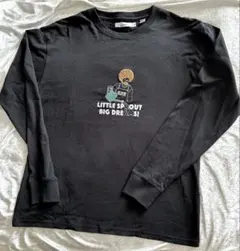 Quash クアッシュ　USコットン サガラMIX刺繍 長袖Tシャツ　ブラック