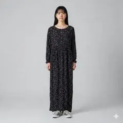 nico and... 花柄 総柄 長袖ワンピース サイズ3 レーヨン100%