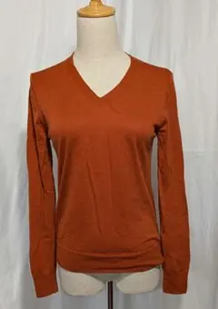 MUJI ウールシルク　洗えるVネック　セーター　M