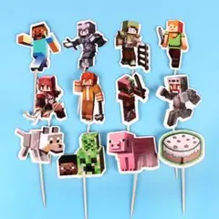 マインクラフト　MINECRAFT お誕生日ケーキ飾りケーキトッパー12点セット