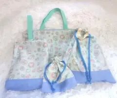 入園入学 4点 レッスンバッグ 上履き入れ お着替え袋 コップ入れ 動物柄