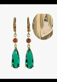 STUDIO GHIBLI 緑ドロップ型すピアスハウルの動く城レア STUDIO GHIBLI 緑ドロップ型すピアスハウルの動く城レア STUDIO