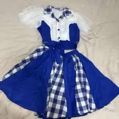 青と白のチェック柄_アイドル、ダンス衣装
