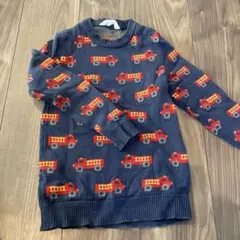 消防車柄 ニットセーター 120cm
