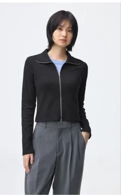 GU⭐︎リブダブルジップカーディガン黒