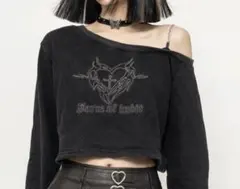 ワンオフショルダーチェーンストラップショートトップス