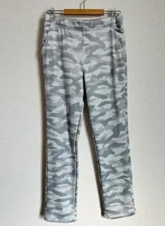 裏起毛グレー迷彩柄ストレートパンツ