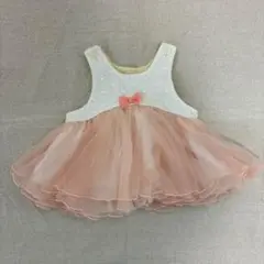 kid's zoo ワンピース ホワイト/ピンク　チュール　ベビー　女の子