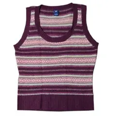 【GAP】ニットベスト ピンク×紫 ボーダー